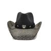 Western cowboy straw hat with large brim, hard straw hat, cowboy outdoor summer sun protection jazz hat sombrero vaquero hombre