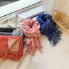 Solid Color Imitation Cashmere Scarf Women's Winter Thickened Double-sided Warm Scarf Cold-proof Outer Long Shawl