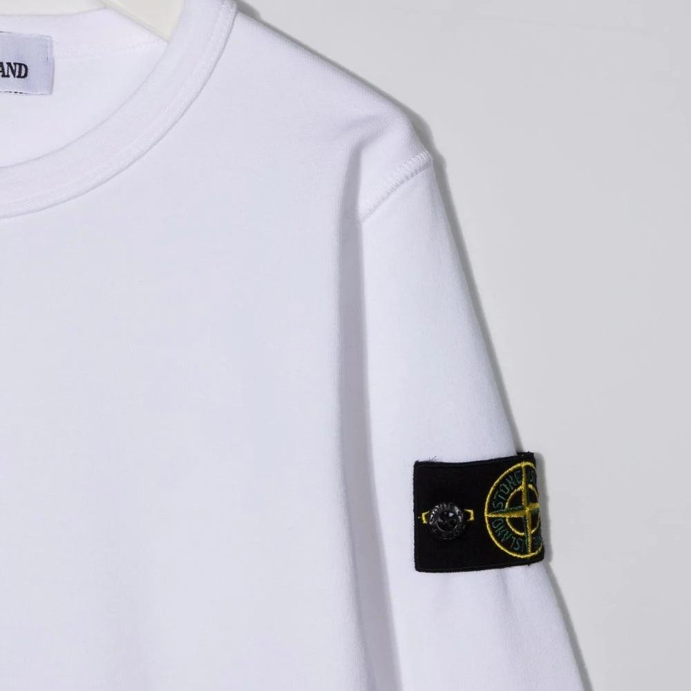 Stone Island Sweatshirt Logo Solid Color Crew Neck Kids tops White 761661340-V0001