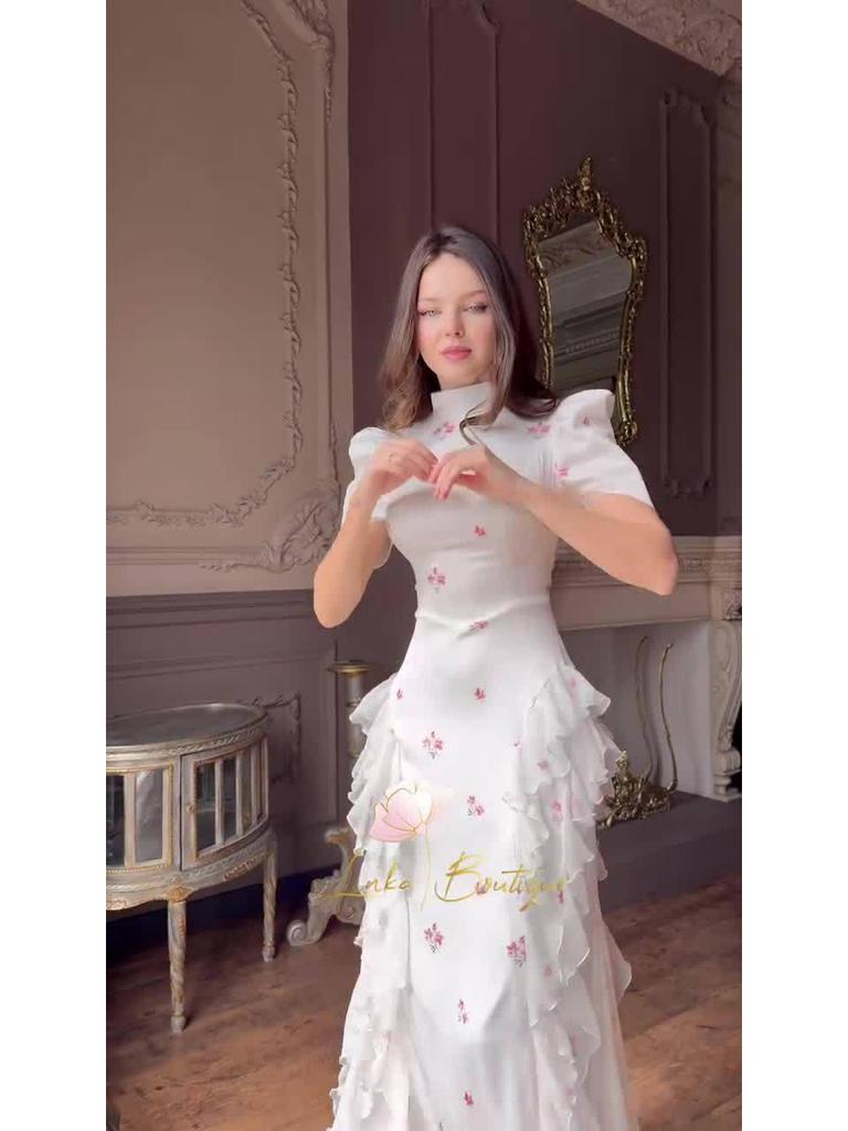 2025 Spring Sweet Style Short Sleeve Silky Elegant Women's Fashion Dress