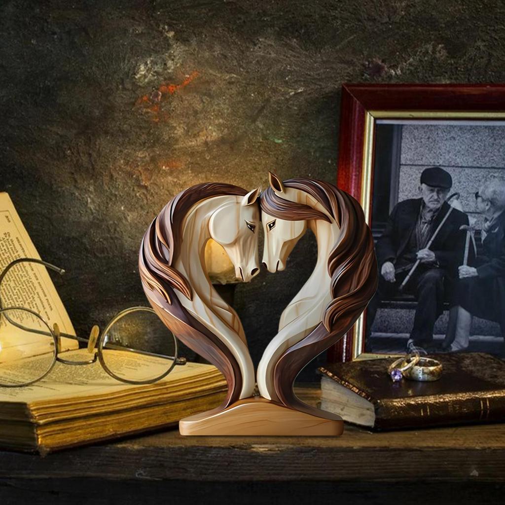 Creative Horse Figurine 2D Wooden Horse dependent statue Snuggle Pose Animal Sculpture Desktop Decoration Ornament home Decor