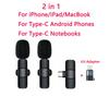 2 In 1 Wireless Lavalier Microphone Portable Audio Video Recording Live Broadcast Gaming for iOS Type C Live Broadcast Game Mic