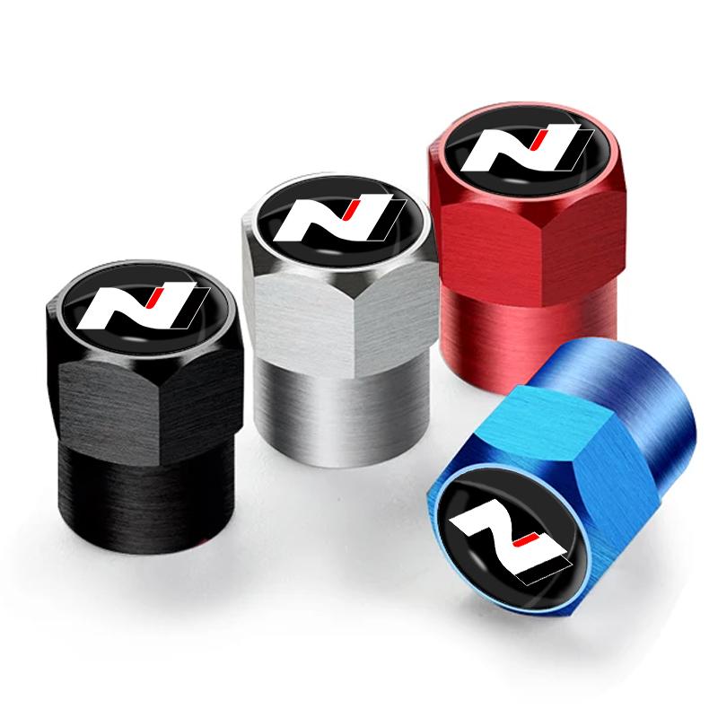 4Pcs/Set Car Wheel Tire Valve Caps Metal Stem Cover For Hyundai N Line i10 i20 i30 Sonata Tucson WNSH3 Azera Elantra Veloster Kona