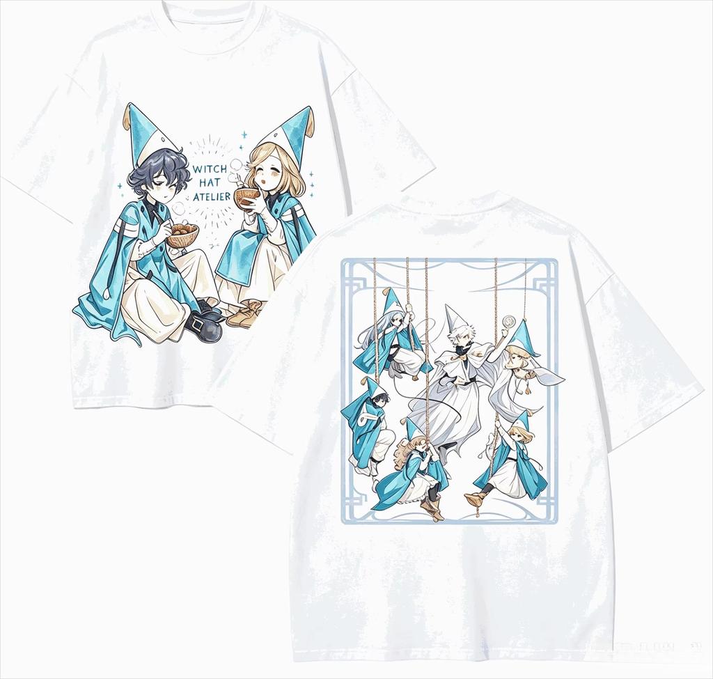 Hot Sale Witch Hat Atelier Double Side Anime Graphic T-Shirt Y2k Unisex Harajuku Hip Hop Tee Streetwear Cotton Casual T-Shirt