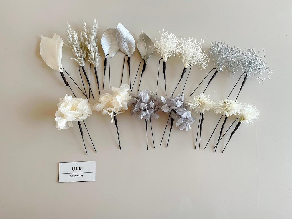 Dried Flower Head White Hair Hydrangea Dress, Gray, Ornament, Kimono, Coming-of-Age Ceremony, Graduation, Wedding, Baby's Breath, Hakama, Furisode,