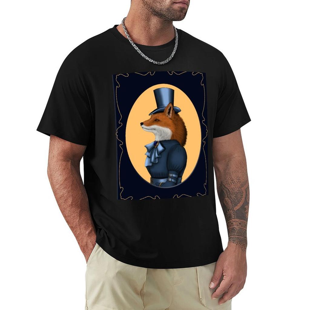 Fox in top hat TShirt Casual All Match Short Sleeve TShirt