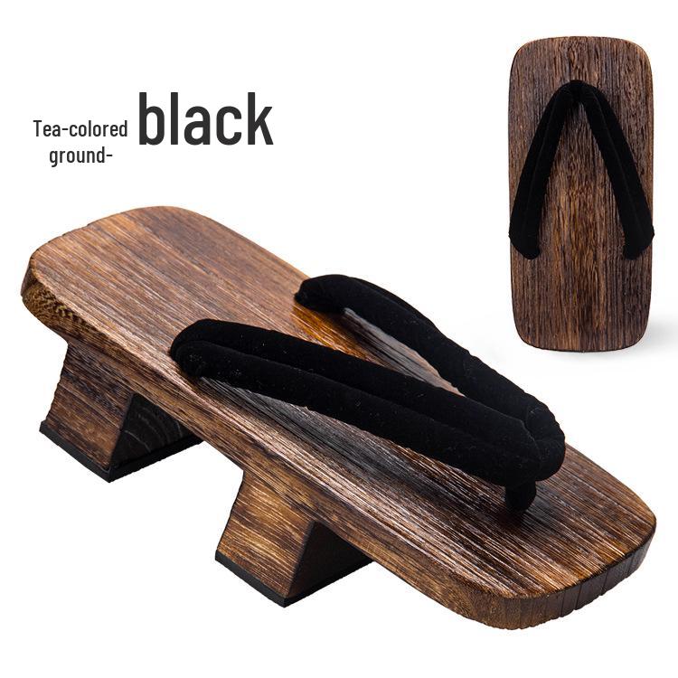 

Japanese Style Men s Wooden Clogs: Two-Tooth High Heel Slippers, Plain Color Flip-Flops for Summer 26cm (Size 40-42)