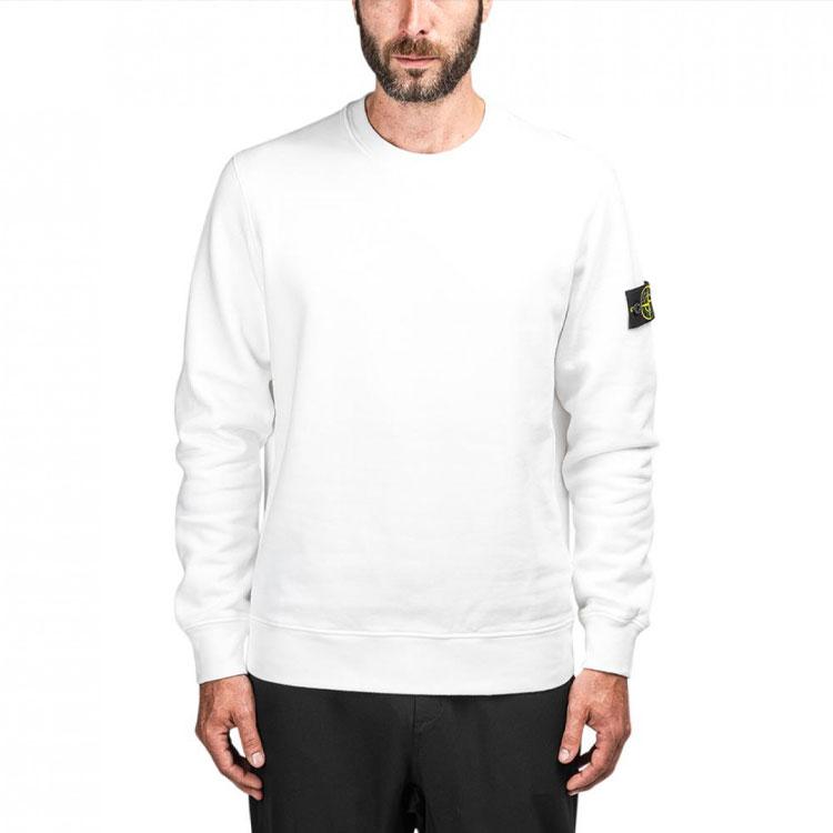 Stone Island Solid Color Embroidered Sleeve Badge Brushed Cotton Crew Neck Pullover Sweatshirt Unisex sweatshirt 731563020-v0001