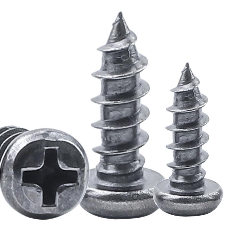Black Nickel Iron-Plated Cross Recessed Round Head Self-Tapping Screws (M2-M5)