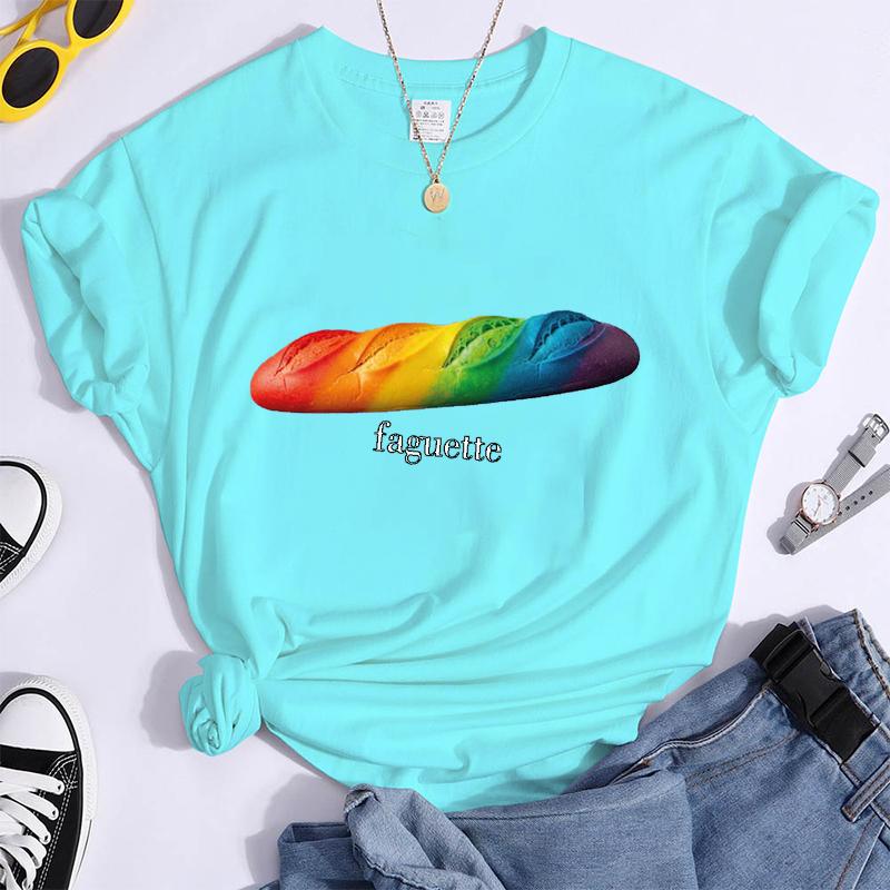 Fun Baguette Faguette LGBT Tshirts Women Men Short Sleeve Lesbian Bisexual Streetwear Fashion Crewneck GAY Trend Tshirts