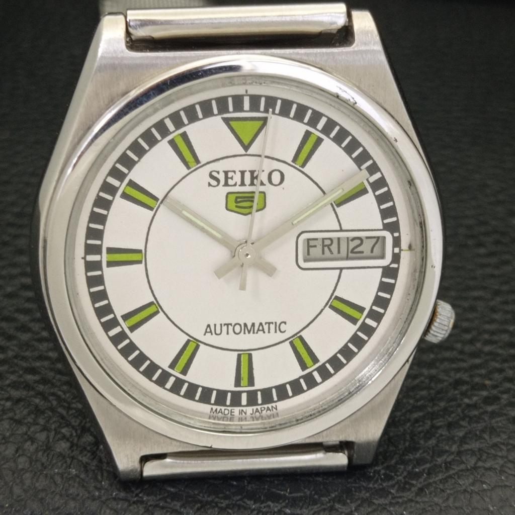 Seiko 5 AUTOMATIC VINTAGE JAPAN 7019A MENS WHITE COLOR DIAL WATCH A702099-5 R208-a702099