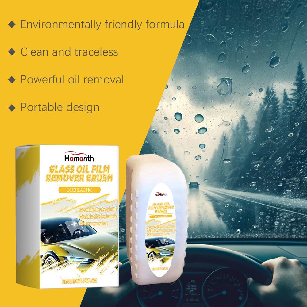 Car Window Glass Cleaner Auto Glass Sponge Cleaning Brush Windshield Glass Oil Film Cleaner Powerful Windshield Stain Removal