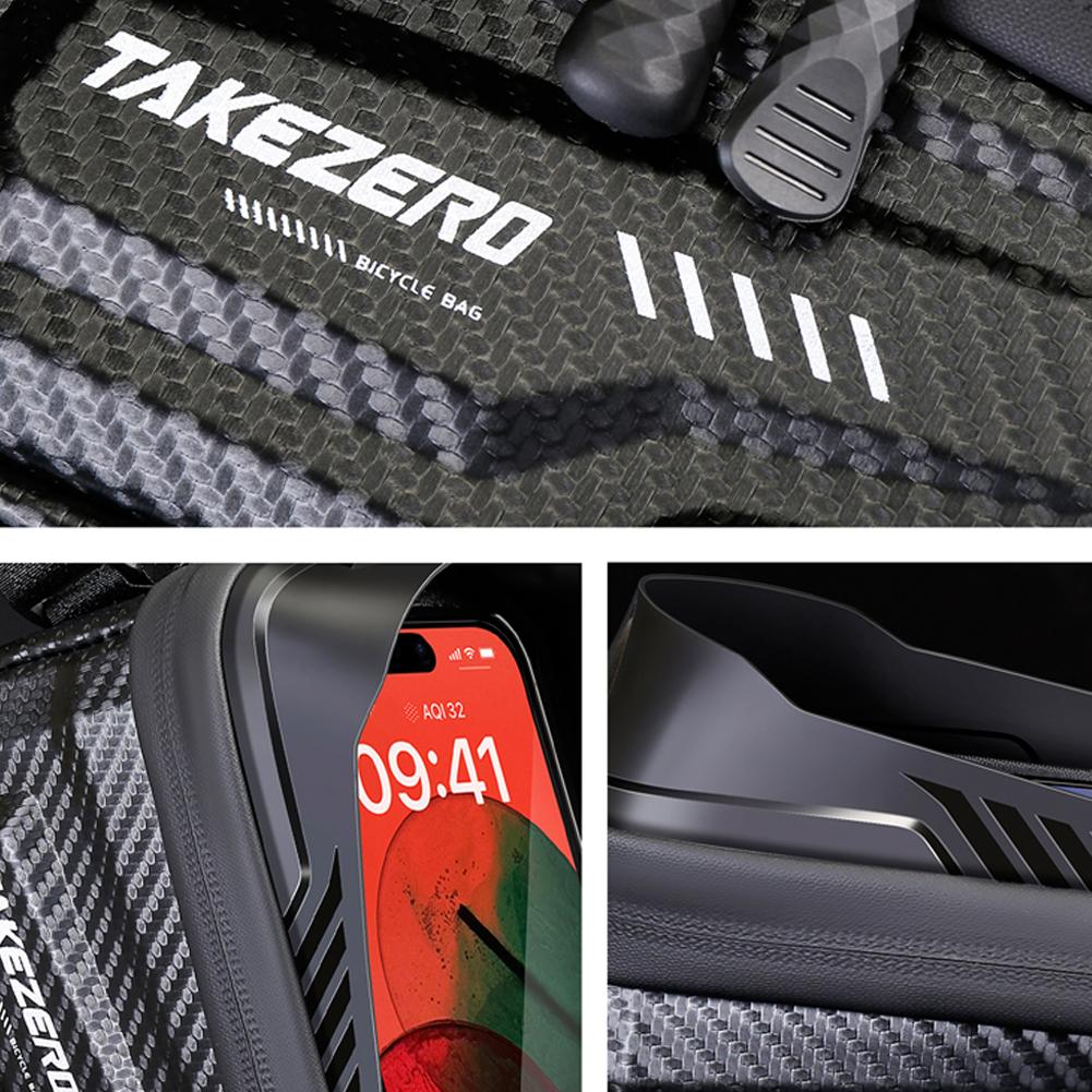 1/1.5L Portable Bicycle Front Frame Bag EVA Waterproof Front Top Frame Tube Bag 6.8 Inch Touch Screen MTB Road Bike Accessories