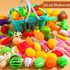 Kids' Pretend Play Kitchen Set: Vegetables, Pizza, and Fruit Cutting Fun