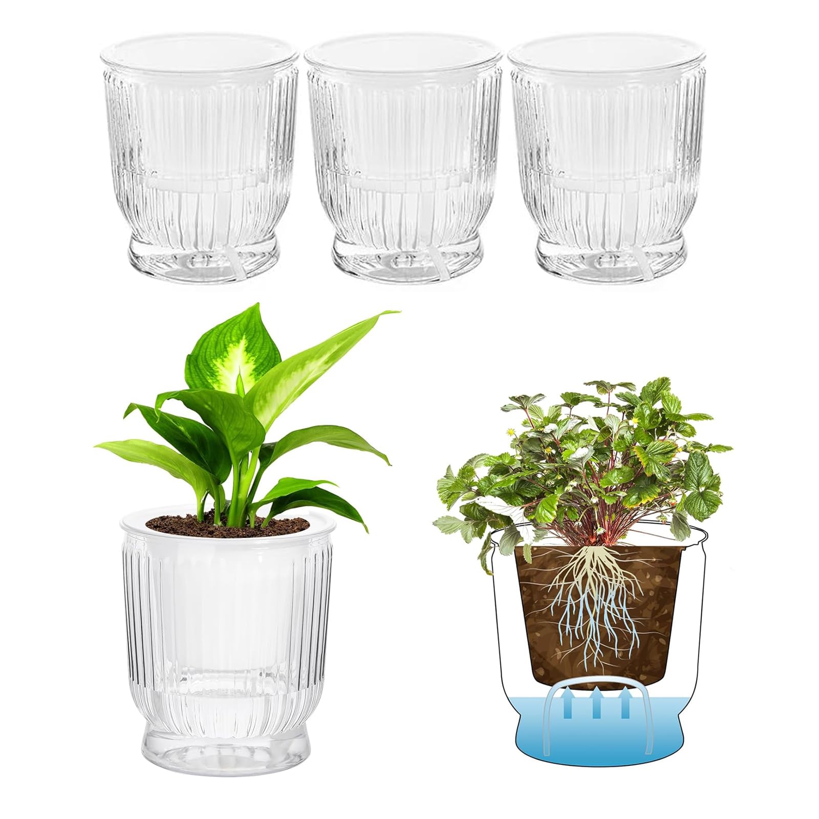 

Phyxiul Автоматический набор для полива для нижнего полива цветов с подачей воды для садоводства в горшках на открытом воздухе и в помещении, прозрачный