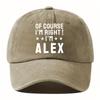 ATHACER IM RIGHT IM ALEX Baseball Cap  Funky  Washed Distressed Sun Hat in Black Olive Green Navy Blue for Men