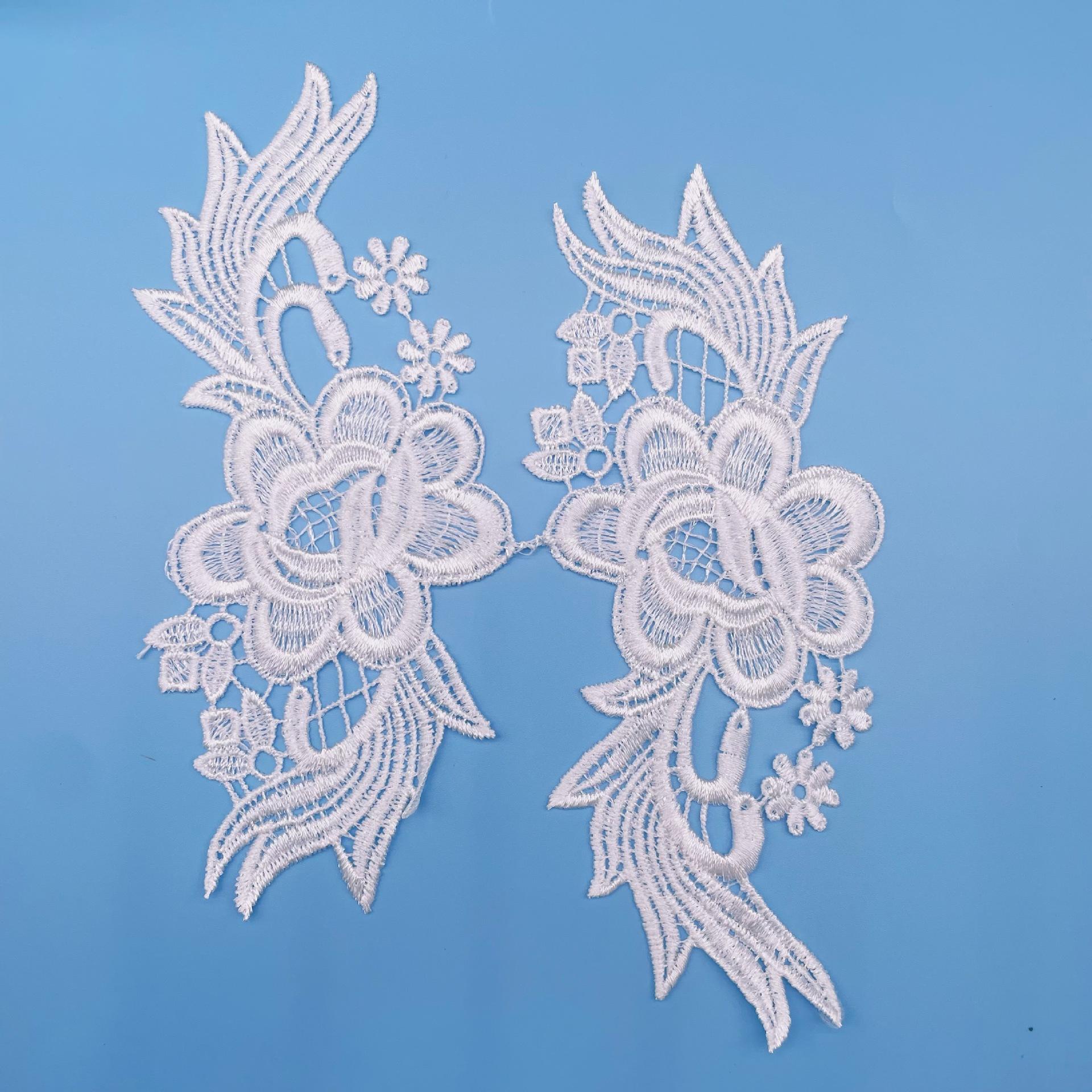 

White Hollow Embroidery Flower Accessories Bridal Dress Children S Princess Dress Hanfu Decorative Lace Clothing Accessories 19*8CM