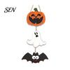 Seasonal Holiday House Ornaments Halloween Wooden Hanging Ornament, Jack-o'-Lantern Ghost Bat 3-Tier String Door Hanger, Cute Theme Store Accents Wood