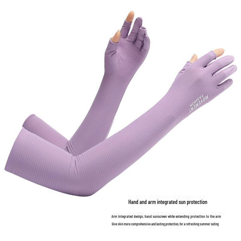 Unisex Ice Silk Sun Protection Arm Sleeves for Spring/Summer – Breathable, Two-Fingerless Design for Driving and Riding