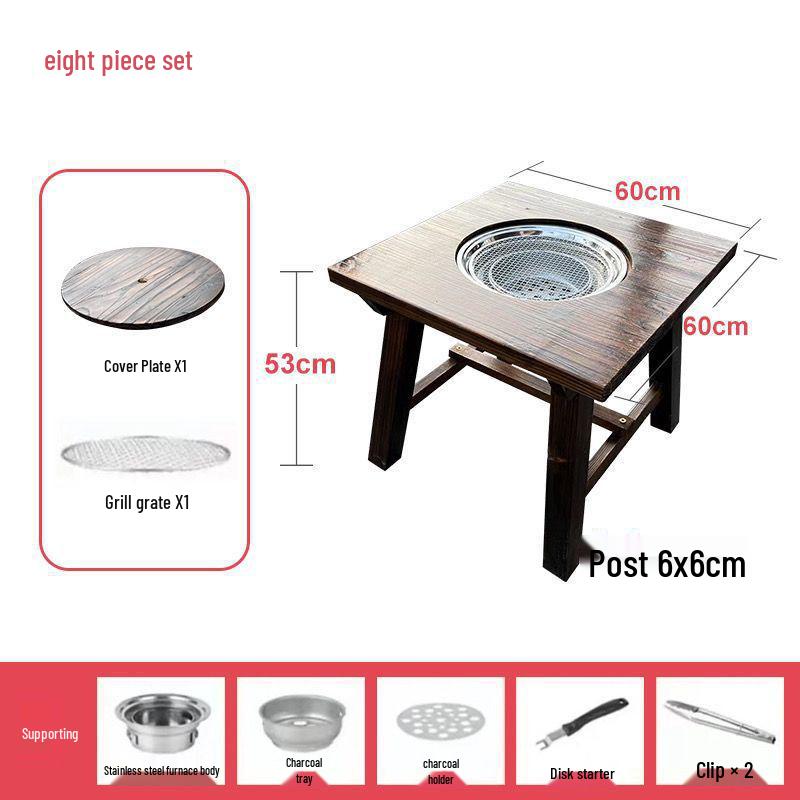 Распродажа в конце года: Уличный квадратный стол из обугленной антикоррозийной древесины - Идеально подходит для барбекю, чаепития и обеда.