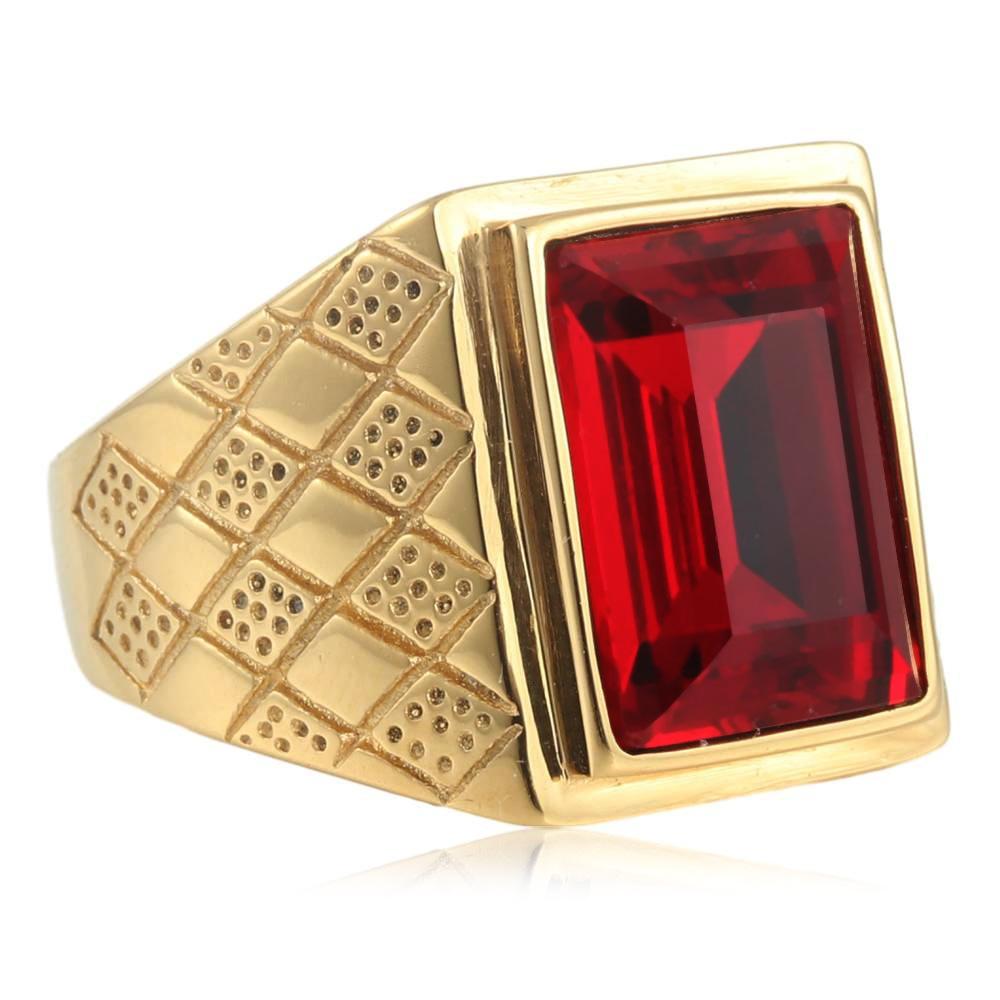 2026 European and American Fashion Square Diamond Ring Agate Rhombus Ring Domineering Retro Ring