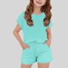 Einfaches Kurzarm-Oberteil und Shorts Set für Mädchen Lässiges Stilvolles Zweiteiliges Outfit