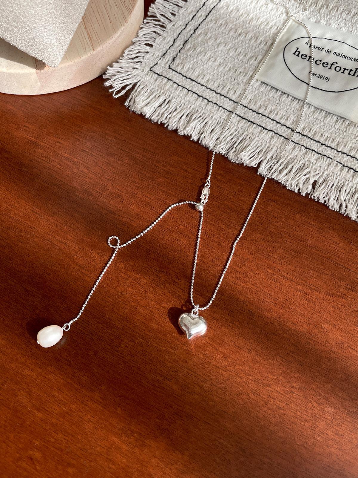 

Ожерелье с подвеской в виде сердца из стерлингового серебра 925 пробы, женское, легкое, роскошное, с жемчужинами, с темпераментом, цепочка на шею, выдвижная, с дизайном «ключица» 925 silver