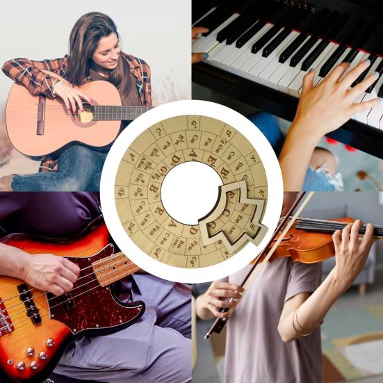 Wooden Chord Wheel Circular Melody Tool Fifths Wheel Music Learning