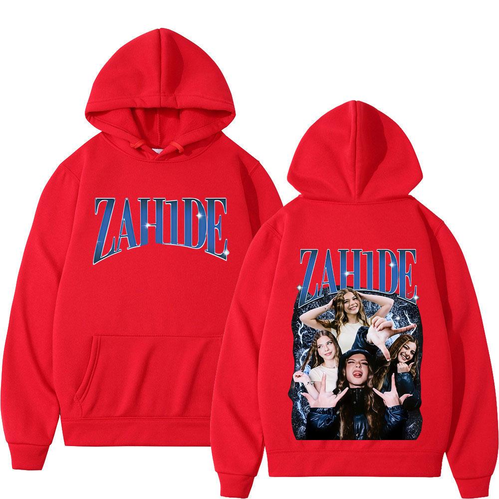 Zahide Merch Double-sided Print Hoodies Men Women Fashion Hip Hop Pullover Casual Fleece Oversized Vintage Aesthetics Sweatshirt