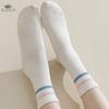 Cotton Women's Mid-calf Socks Girls Ladies' Parallel Bar Striped Casual Sports Socks