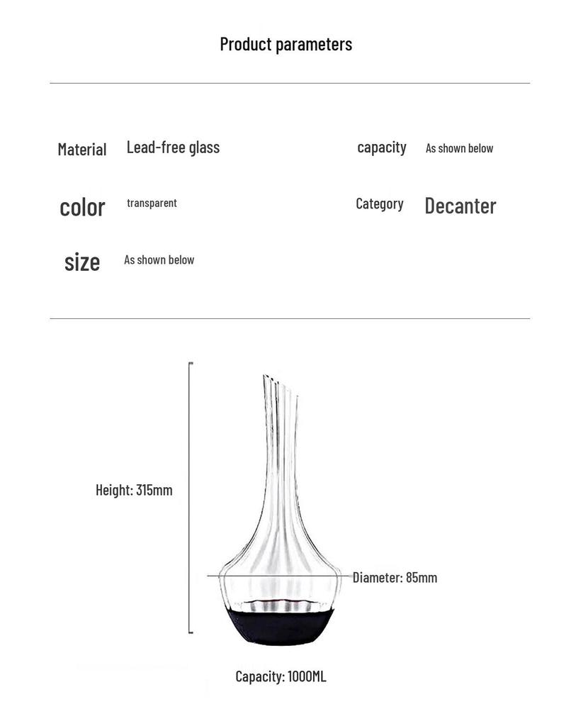 European Crystal Waterfall Wine Decanter: High-End Rapid Pour Straight-Edge Design