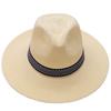 Wide Brim Straw Fedora Hat Lightweight Breathable Handwoven Summer Sun Hat with Decorative Band for Outdoor Activities
