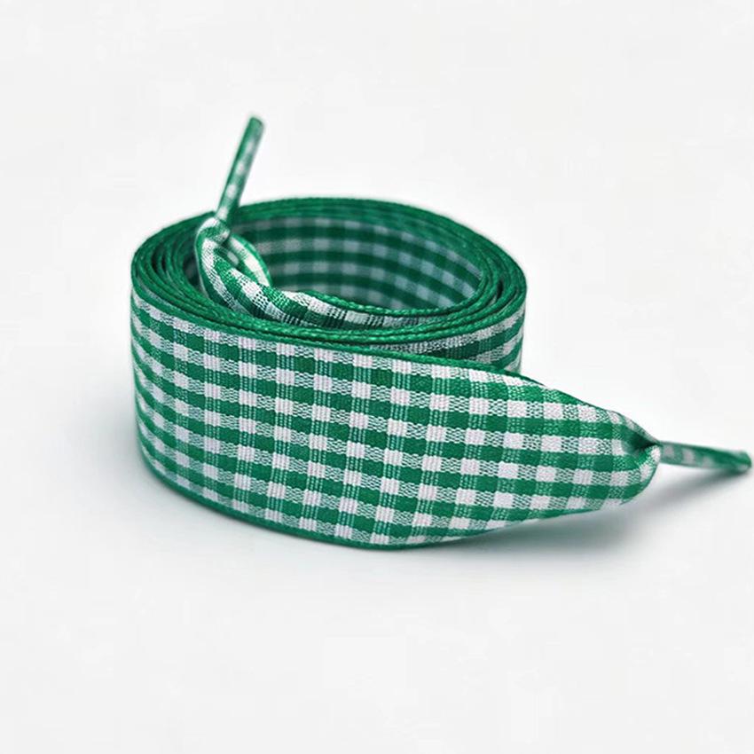 Plaid Ribbon 2.5cm Square Shoelaces - Sweet College & British Style White Shoelaces