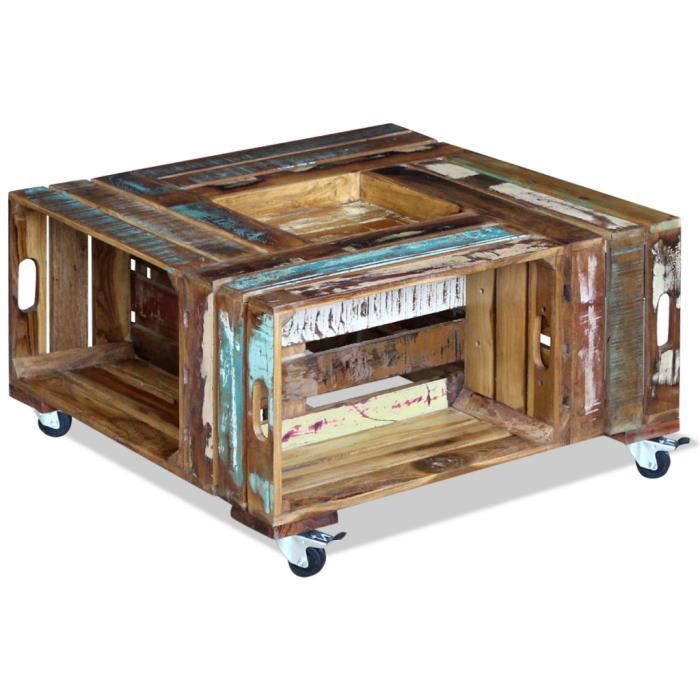 VidaXL Table basse Bois de récupération massif 70 x 70 x 35 cm