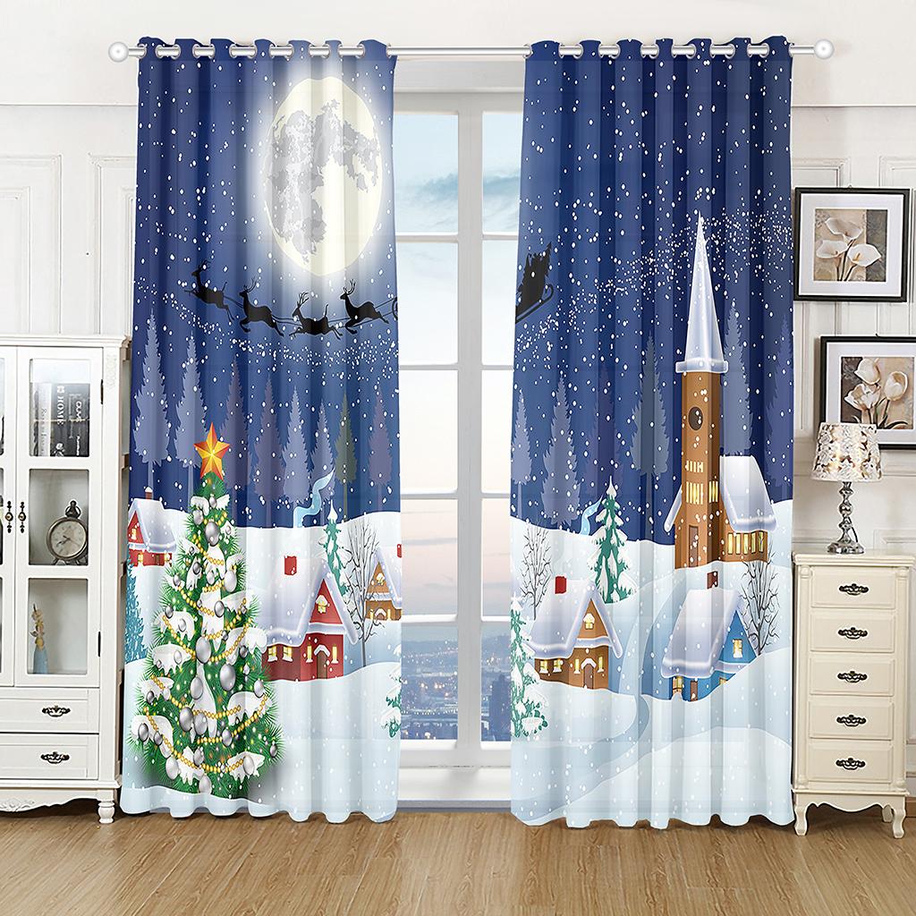 2024 Christmas Curtains for Living Room Sunshade Curtains for The Bedroom Aesthetic Decoration Snowflake Drapes Para La Sala