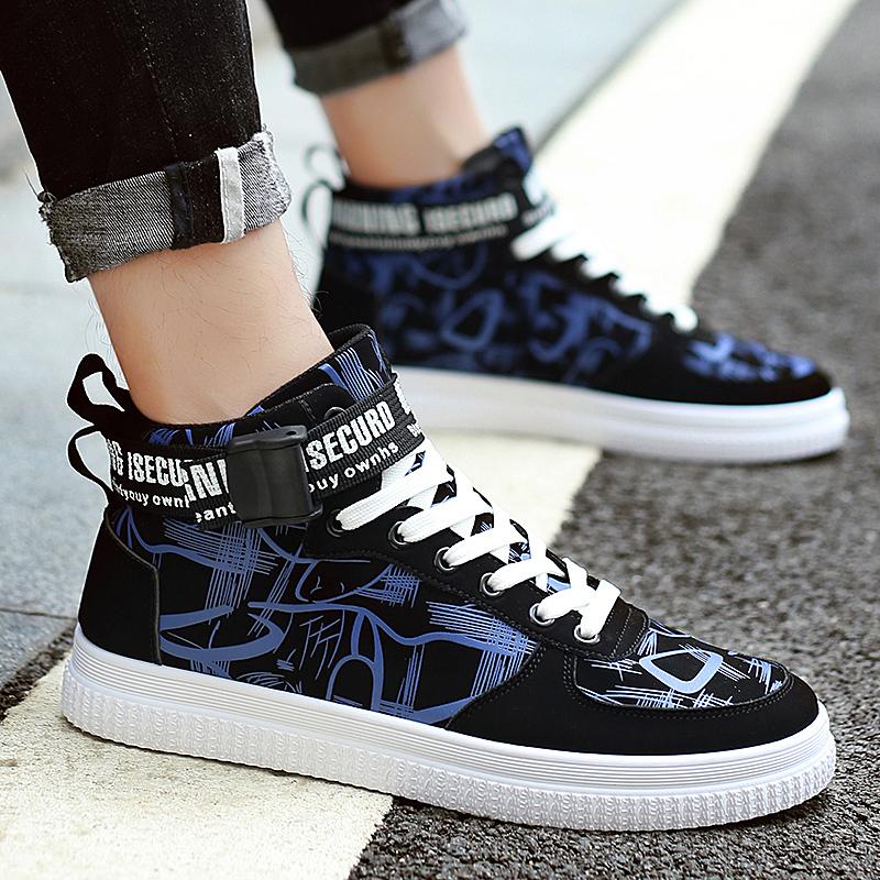 Fashion Classic Skateboard Sneakers Men Spring Comfortable Shoes for Men Graffiti Sport Shoes High-top Walking Jogging Shoes