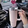 5pcs Straw Lid Reusable Silicone Straw Covers Heart-Shaped Leopard Print Straw Plug for Tumblers Cup Accessories Home