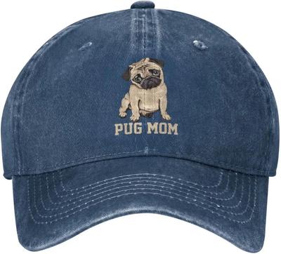 Pug Mom Dog Womens Denim Baseball Cap Mom Trucker Hat Cap for Women Unisex