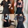 Plus Size Fishbone A-Line Strap Skirt and College Style Shirt Set - Slimming JK Design