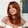 ALAN EATON Auburn Synthetic Hair Wig for White Women Long Layered Ginger Wigs with Bangs Natural Daily Use Heat Resistant Fiber