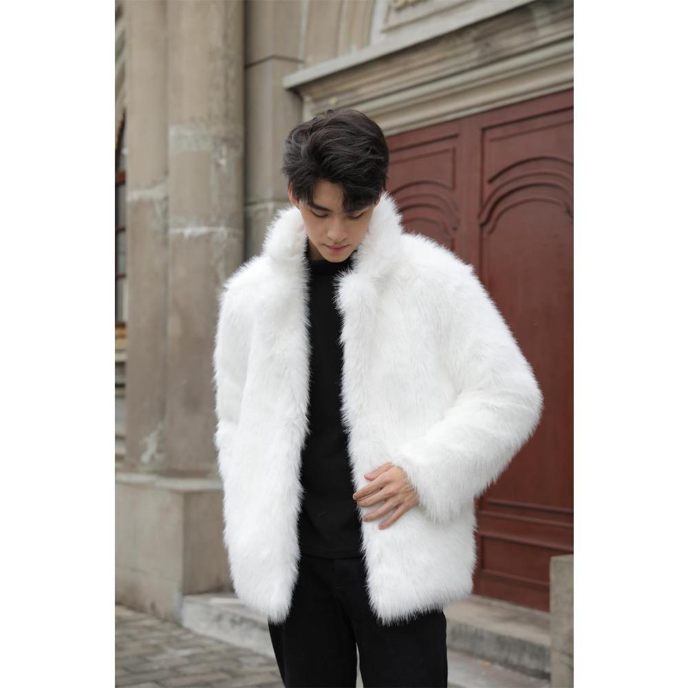 Herren Umweltfreundlicher Pelz Herbst und Winter Kurz Große Größe Pelz Plüschmantel Dick Warm Kunstpelz Lederjacke Trendy