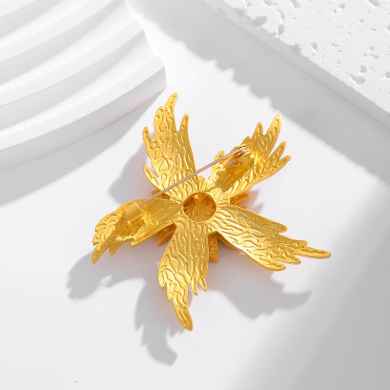 Vintage Luxury Flame Starfish Brooch Marine Life Rhinestone Premium Corsage Blazer Jacket Collar Pin Unisex Badges