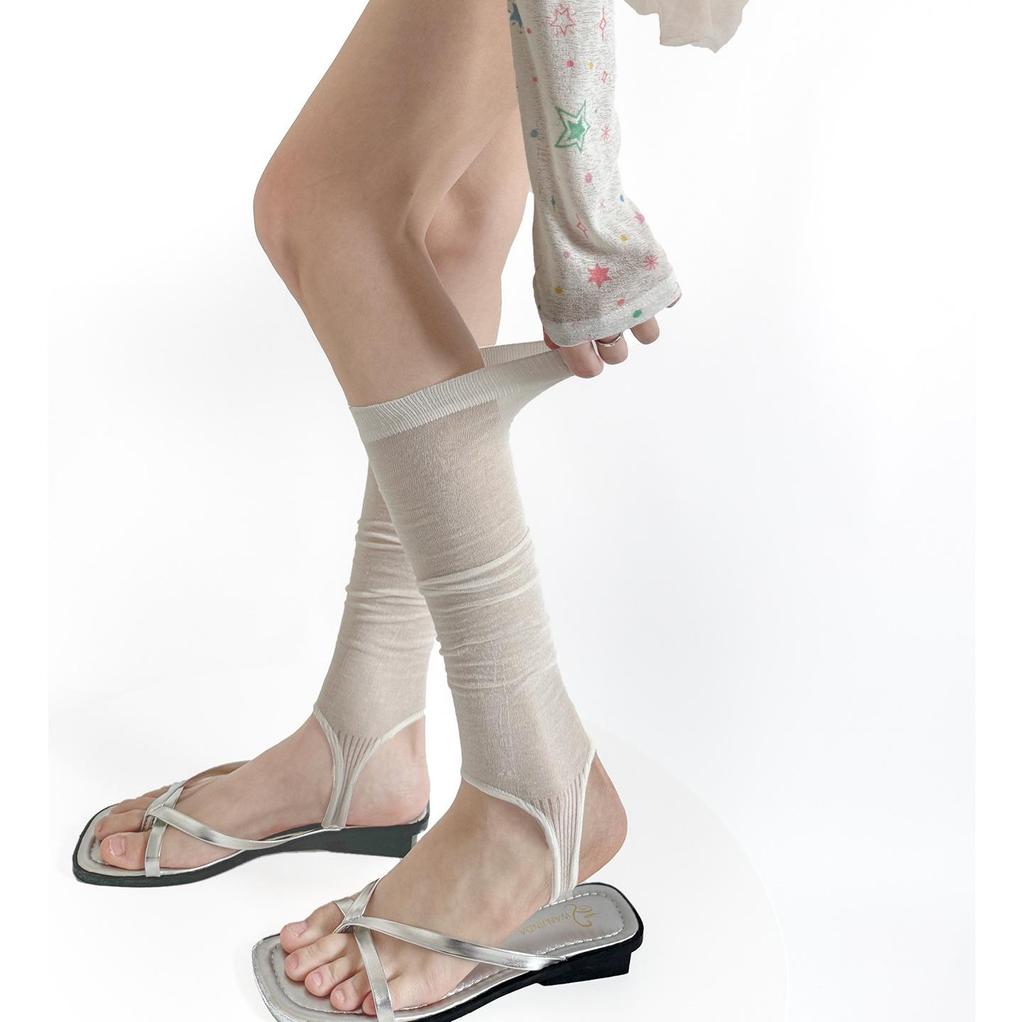 Miu Style Sheer Leg-Shaping Vest Leg Warmers - Spring/Summer Solid Color Calf Socks