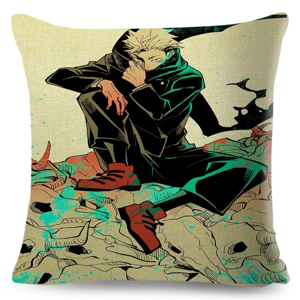Jujutsu Kaisen Cushion Cover for Sofa Home Children Room Decor Cartoon Japanese Anime Print Pillowcase Polyester Pillow Case