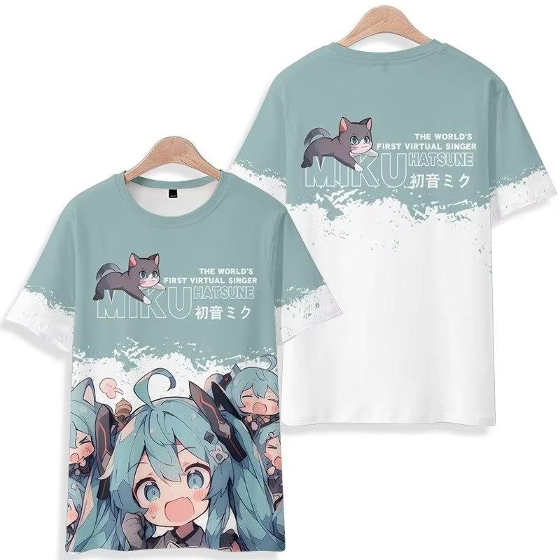 Summer 3D Print Chibi Miku T Shirt Hatsune Miku Anime Tee Men Women Breathable Casual Short