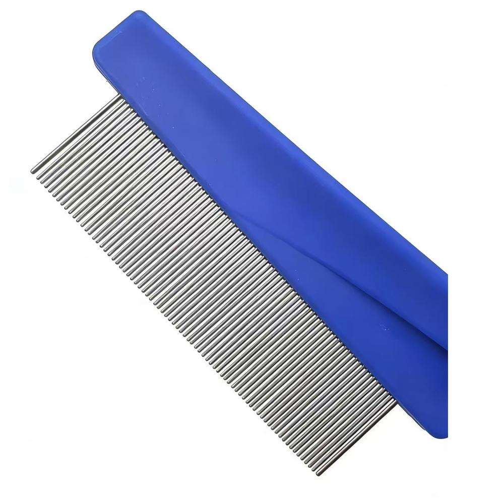 Eco-Friendly Simple Style Stainless Steel Pins Plastic Handle Comb for Dogs & Cats Flea Lice Nit Tick Cleaning Removes Hair/Fur