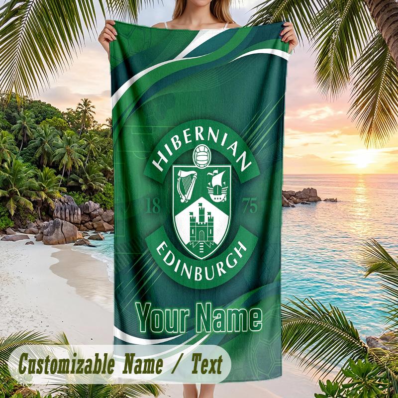 Beach Towel Hibernian FC Print Custom Name Text Soft Towel for Swimming Pool