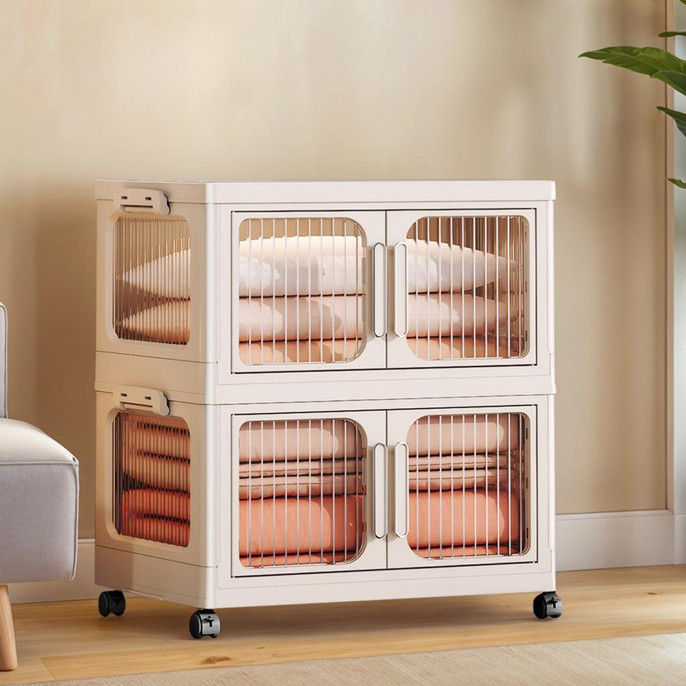 2-Layer Multifunction Storage Cabinet Large Capacity Foldable Closet Flexible Sundries Cabinet for Books Clothes Small Gadgets
