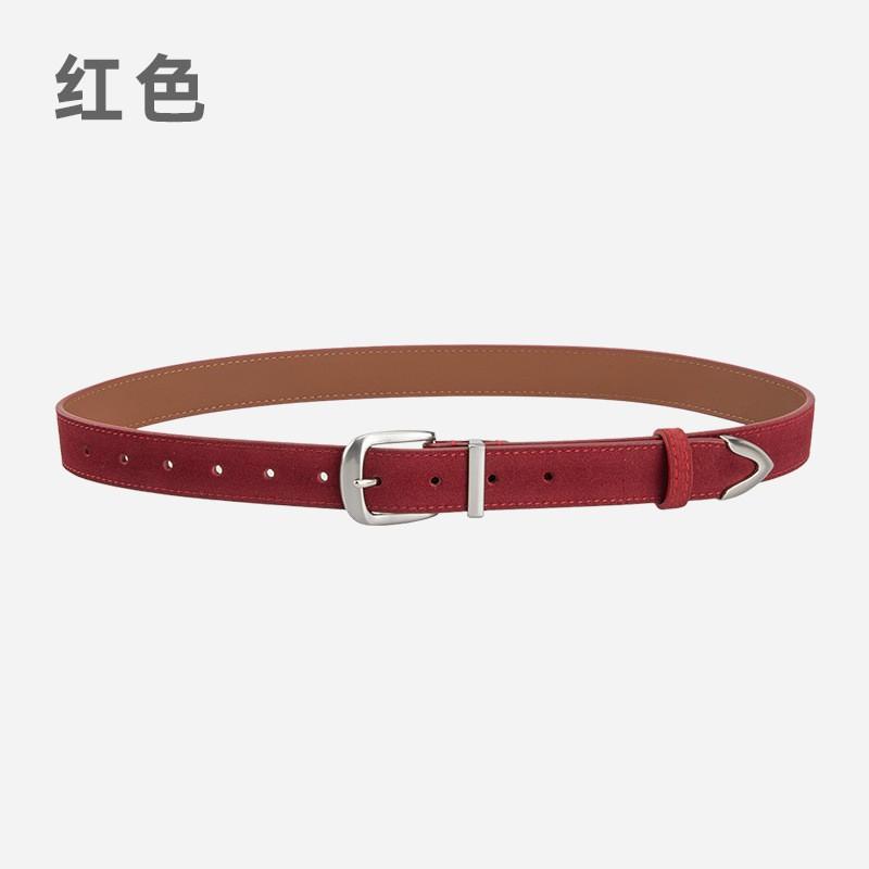 Womens Genuine Leather Belt With Matte Suede Finish Vintage Style Adjustable Waistband Jeans Skirts