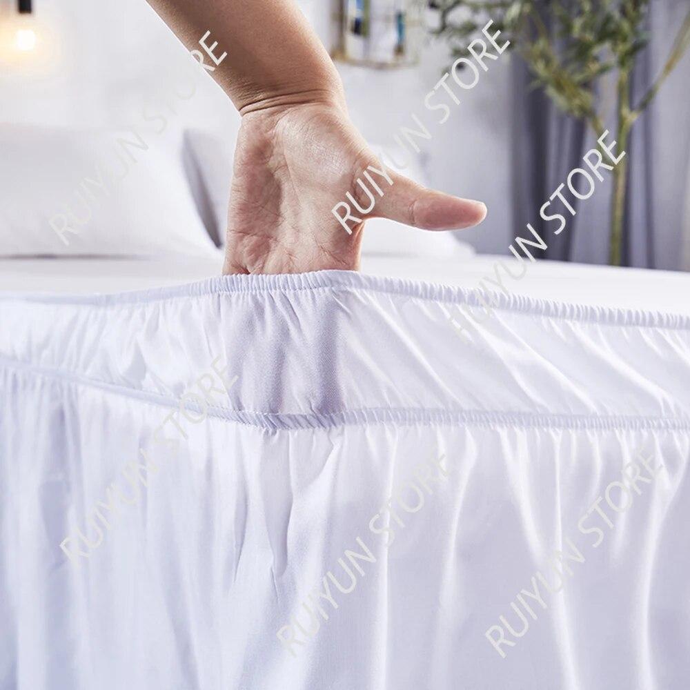 White Bed Skirt Elastic Band Wrap Around Bed Skirt Home Hotel Bed Skirt Bed Cover Without Surface Couvre Lit Bed Protector